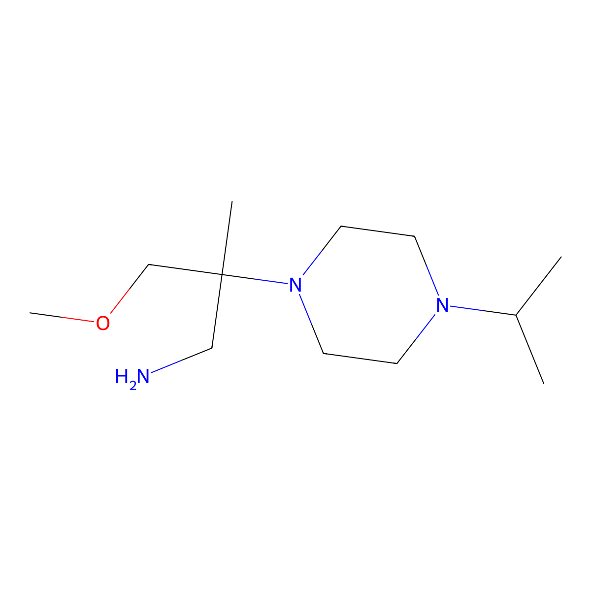 3-Methoxy-2-methyl-2-(4-propan-2-ylpiperazin-1-yl)propan-1-amine molecular structure, CAS 1249332-01-1
