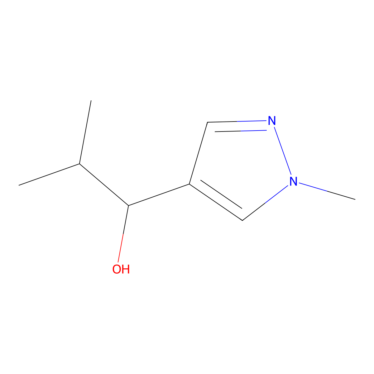2-Methyl-1-(1-methyl-1H-pyrazol-4-yl)propan-1-ol molecular structure, CAS 1249333-35-4