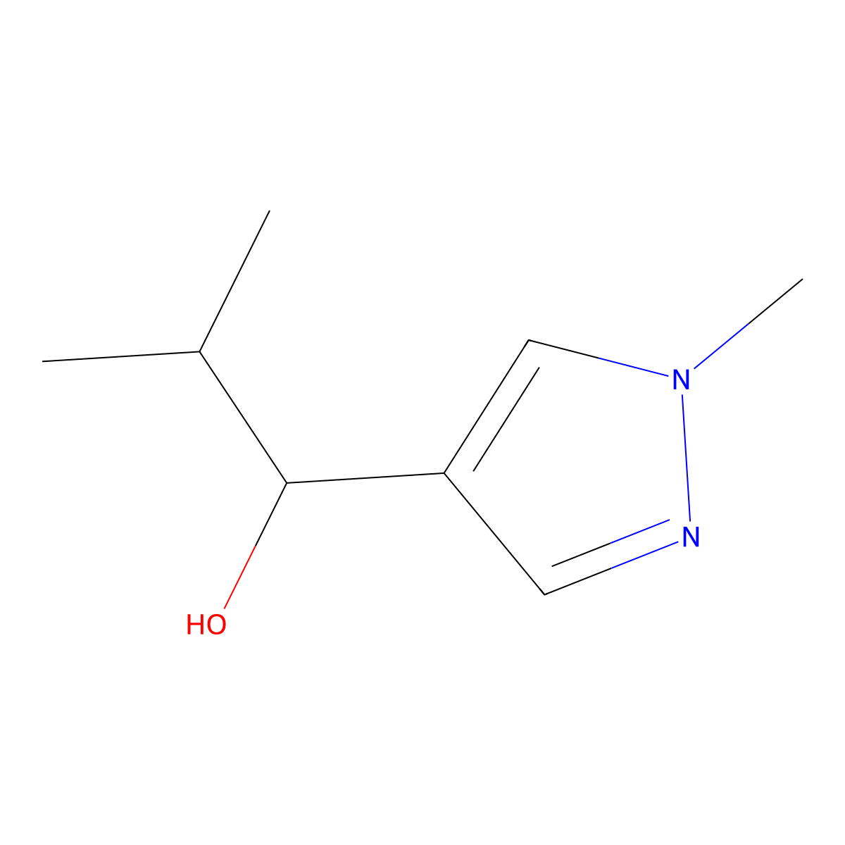 2-Methyl-1-(1-methyl-1H-pyrazol-4-yl)propan-1-ol molecular structure, CAS 1249333-35-4