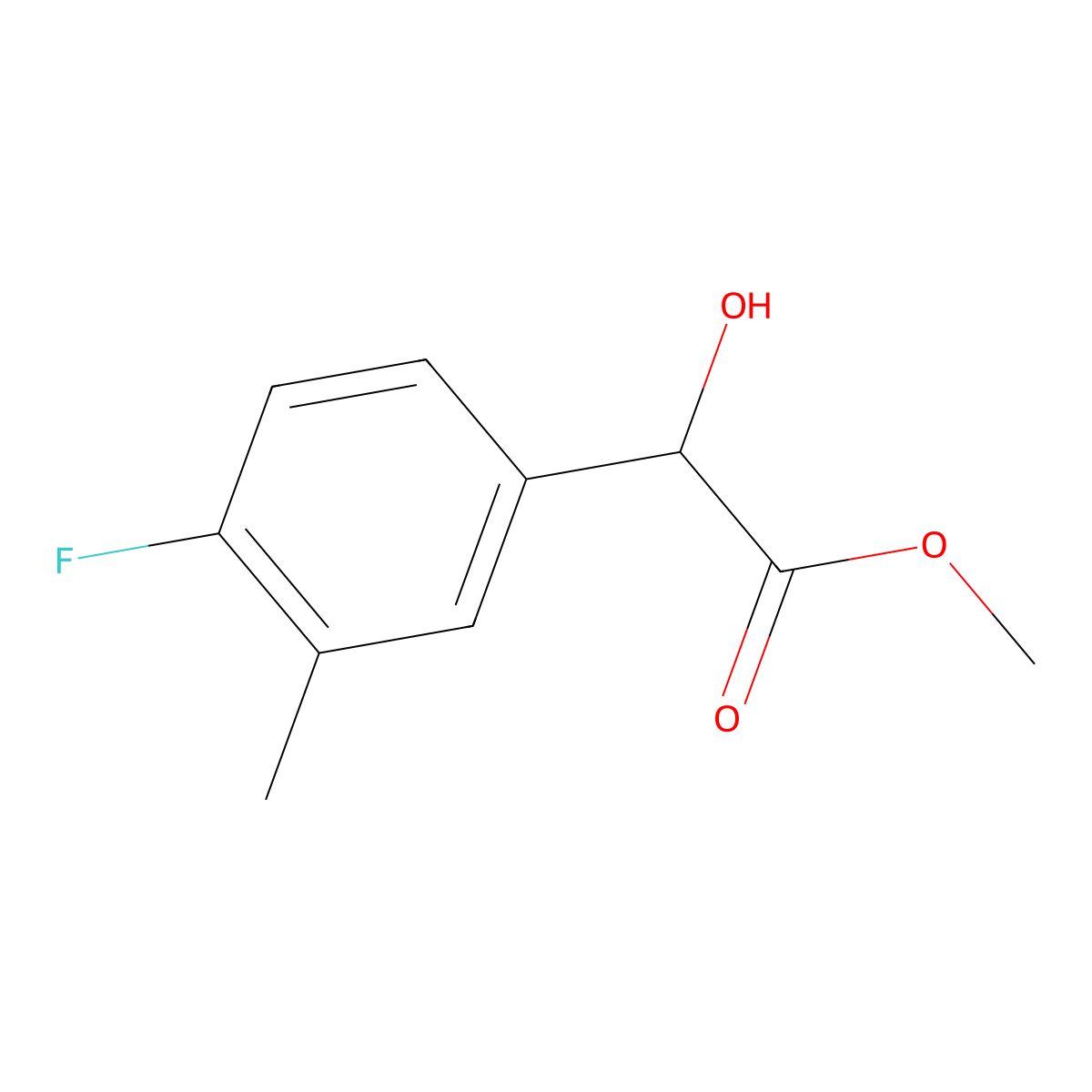 Methyl 2-(4-fluoro-3-methylphenyl)-2-hydroxyacetate molecular structure, CAS 1249334-58-4