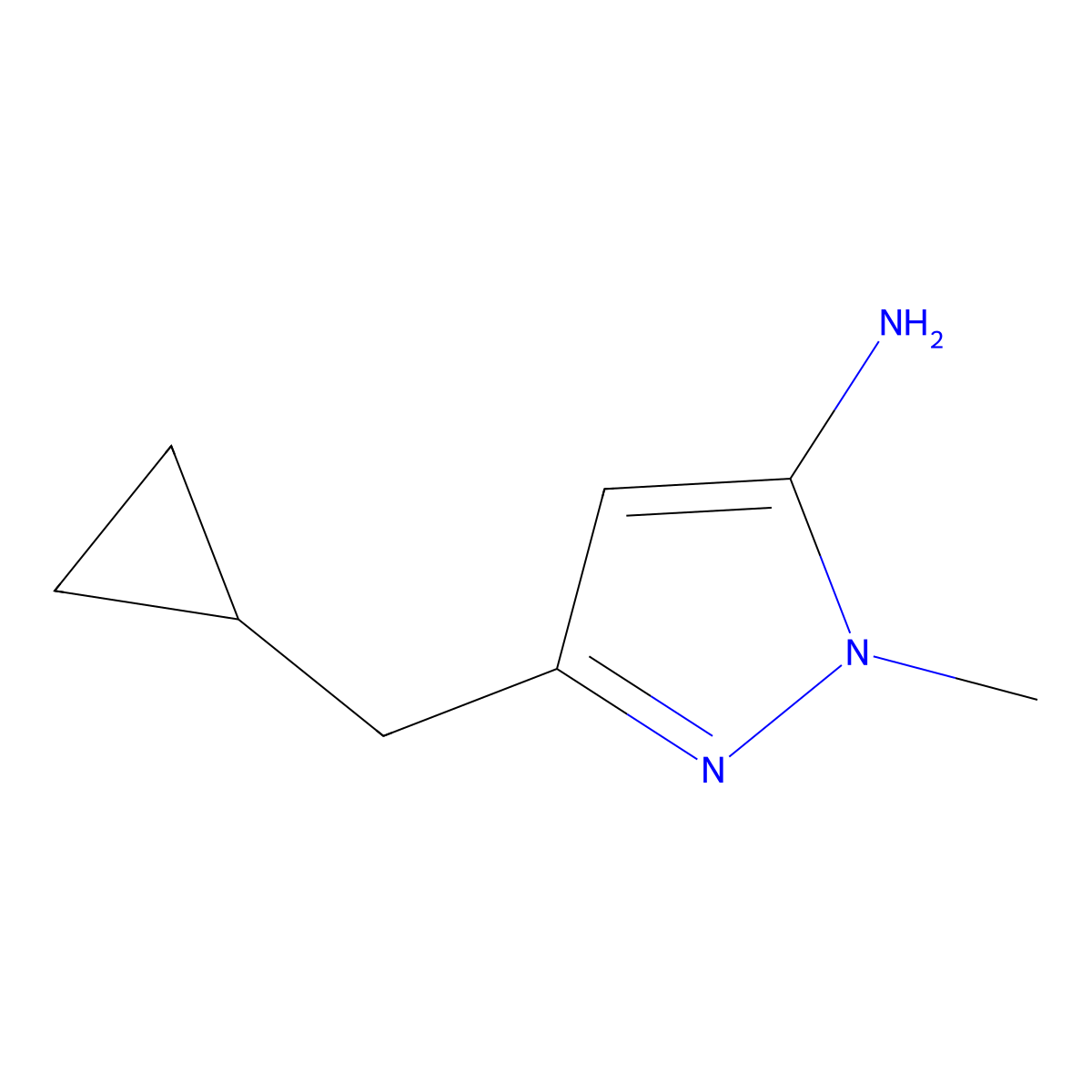 3-(cyclopropylmethyl)-1-methyl-1H-pyrazol-5-amine molecular structure, CAS 1249335-32-7