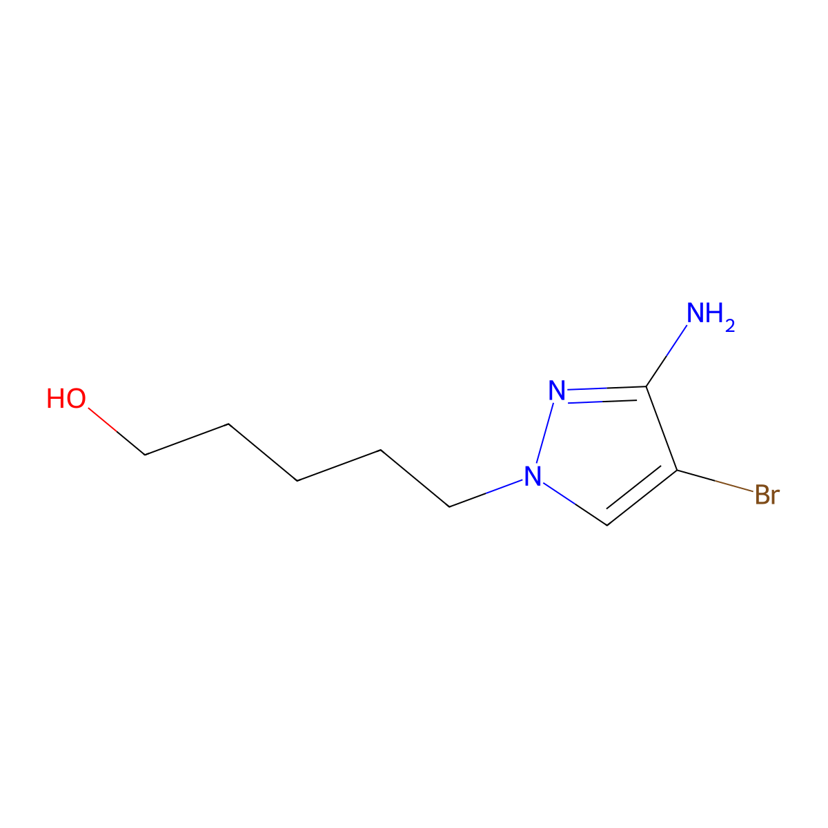 5-(3-Amino-4-bromo-1h-pyrazol-1-yl)pentan-1-ol molecular structure, CAS 1249337-56-1