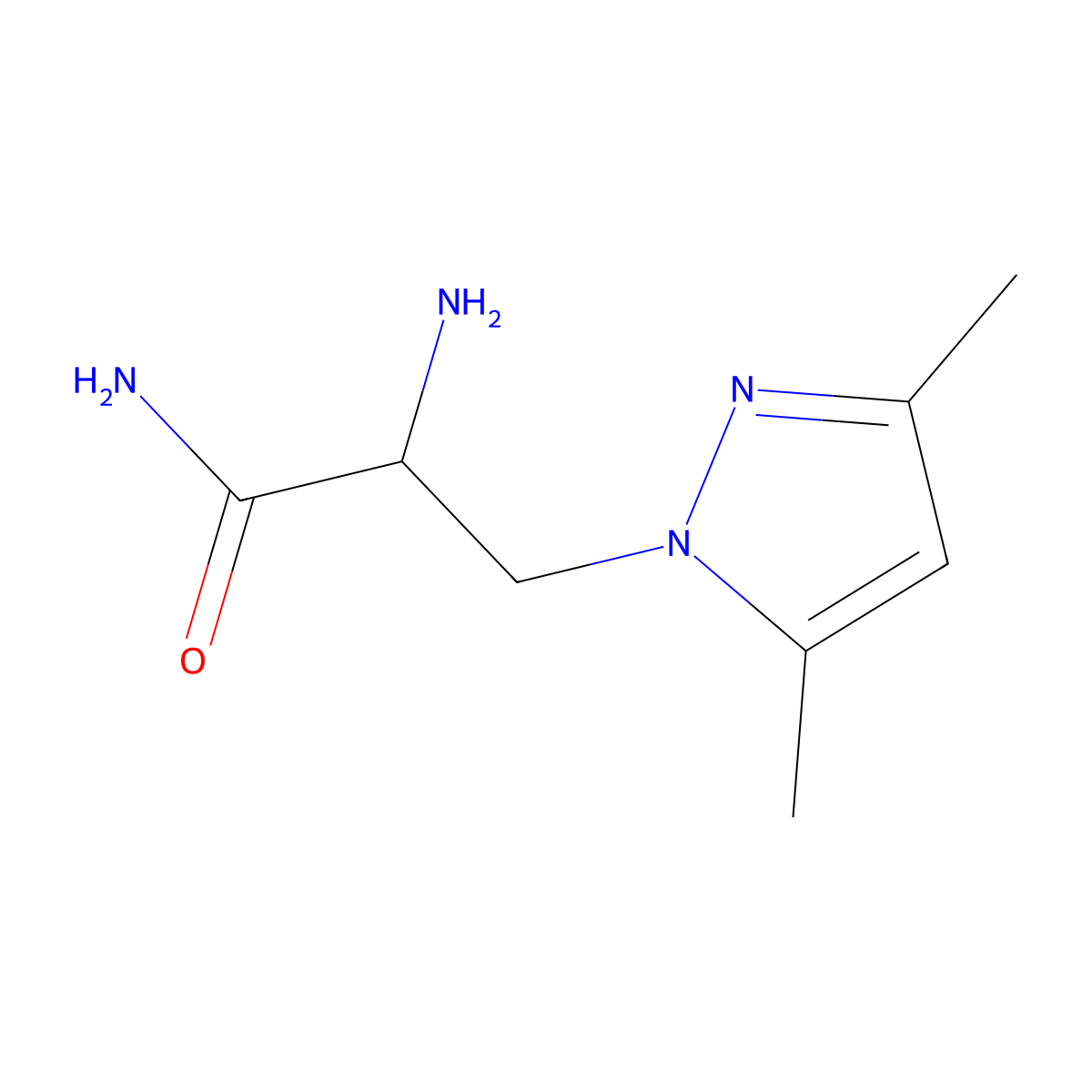 2-amino-3-(3,5-dimethyl-1H-pyrazol-1-yl)propanamide molecular structure, CAS 1249337-92-5