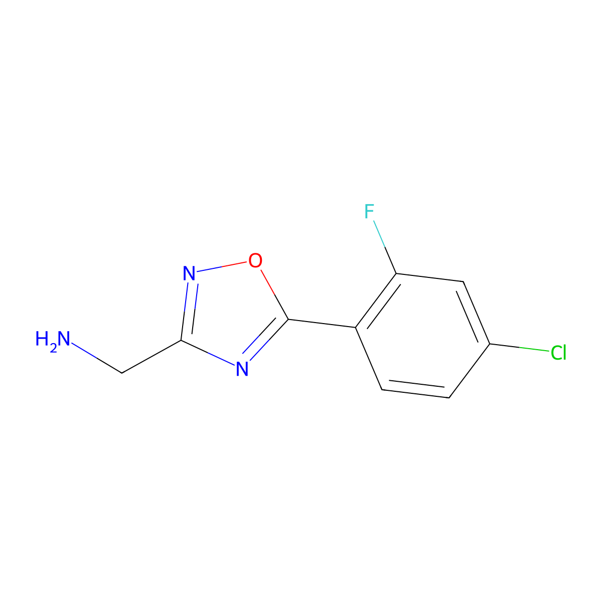 (5-(4-Chloro-2-fluorophenyl)-1,2,4-oxadiazol-3-yl)methanamine molecular structure, CAS 1249342-19-5