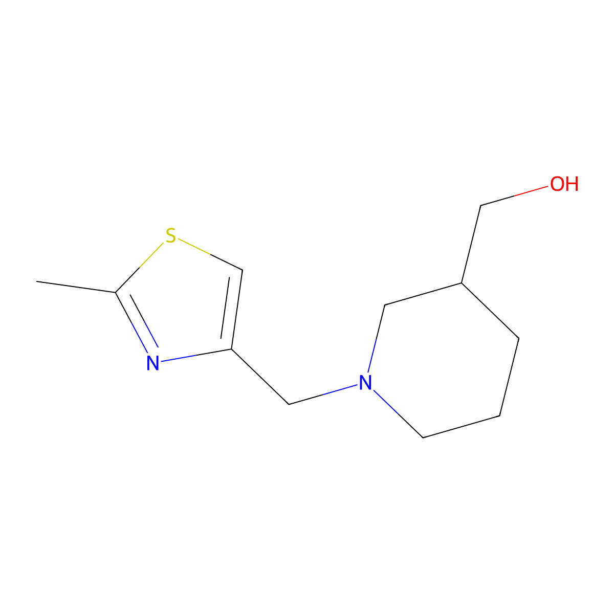 (1-((2-Methylthiazol-4-yl)methyl)piperidin-3-yl)methanol molecular structure, CAS 1249345-52-5