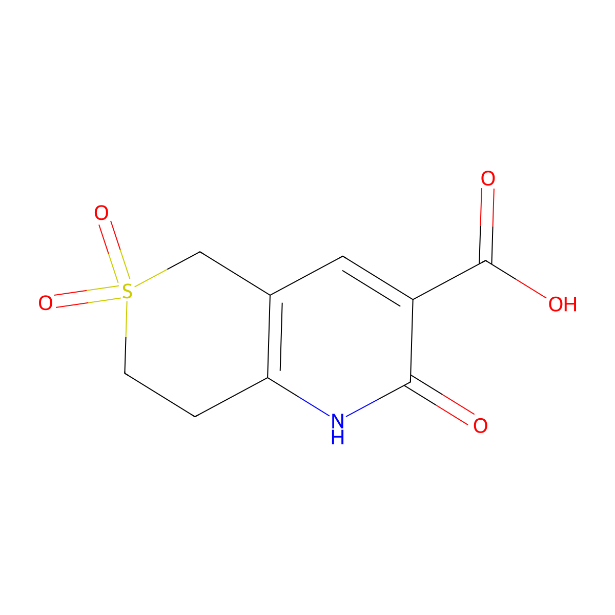 2-Oxo-2,5,7,8-tetrahydro-1H-thiopyrano[4,3-b]pyridine-3-carboxylic acid 6,6-dioxide molecular structure, CAS 1249349-29-8