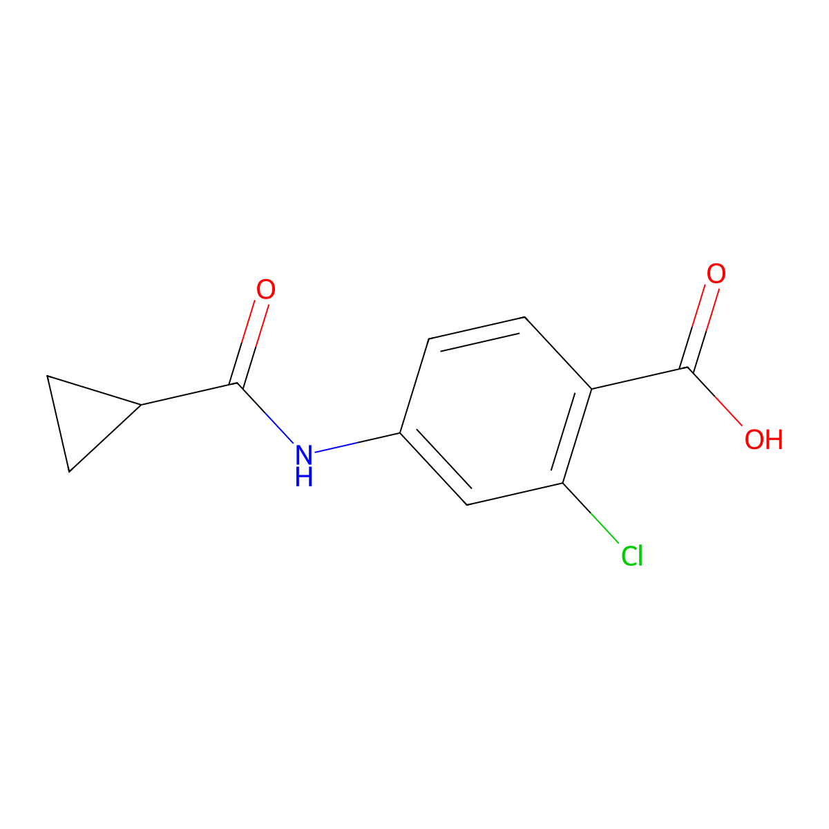 2-chloro-4-[(cyclopropylcarbonyl)amino]Benzoic acid molecular structure, CAS 1249352-65-5