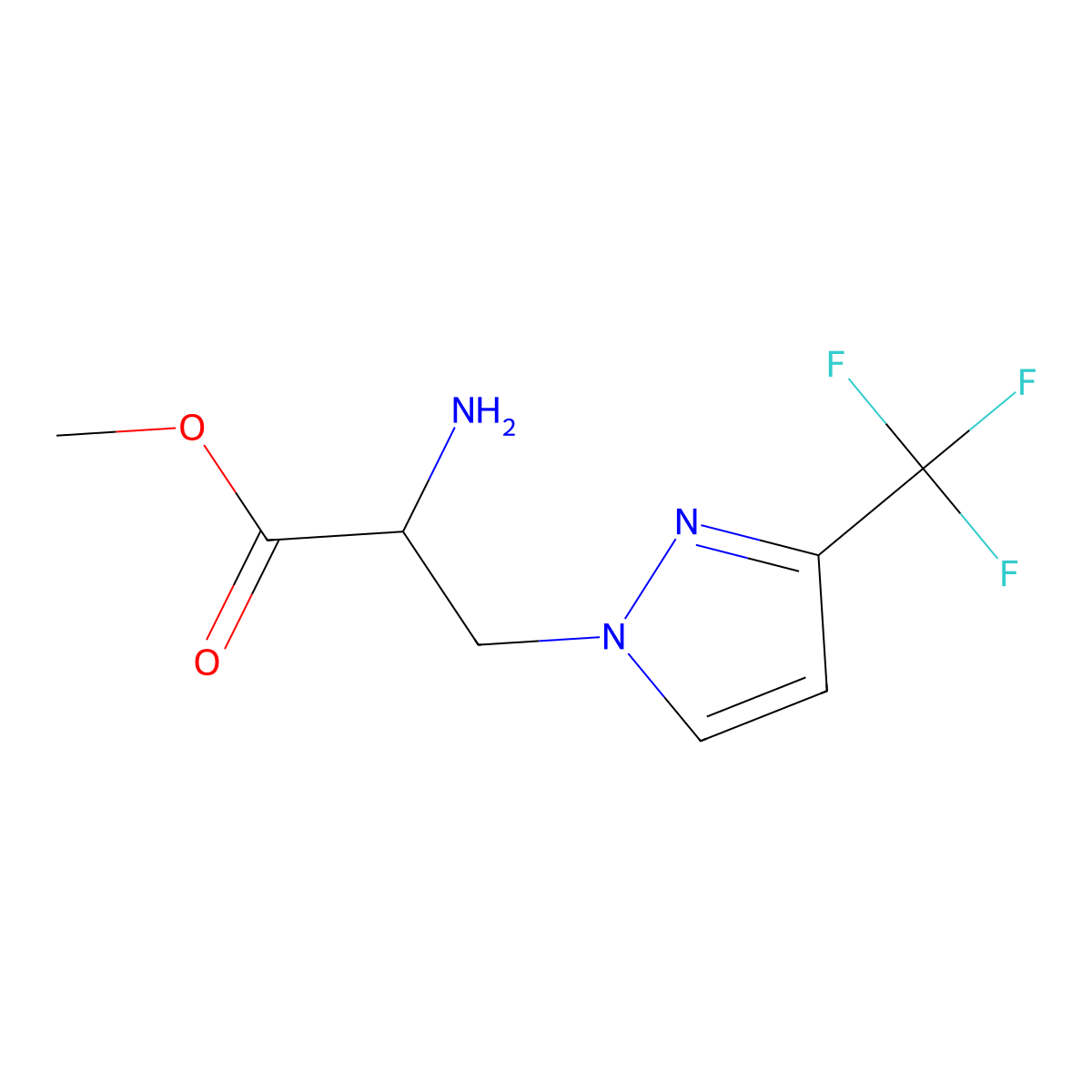 Methyl 2-amino-3-(3-(trifluoromethyl)-1h-pyrazol-1-yl)propanoate molecular structure, CAS 1249352-80-4