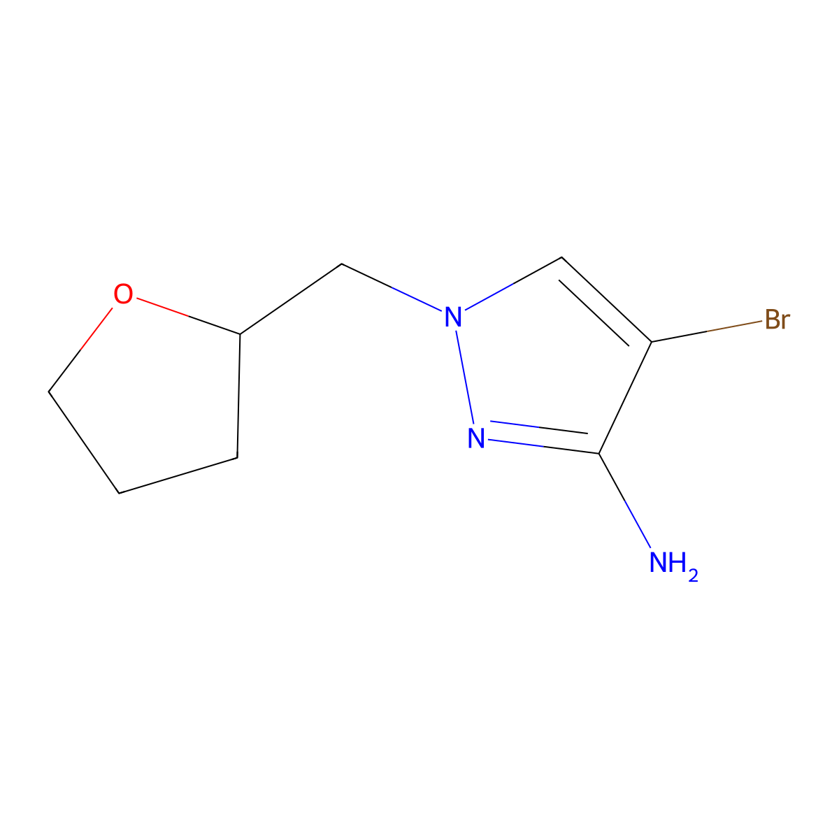 4-bromo-1-[(oxolan-2-yl)methyl]-1H-pyrazol-3-amine molecular structure, CAS 1249352-90-6