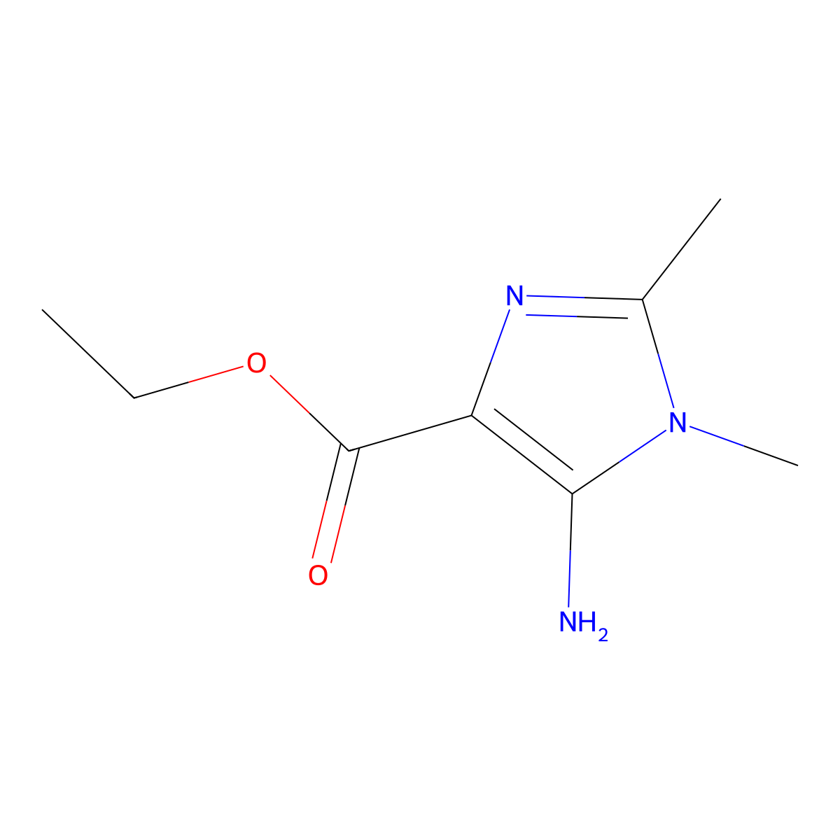 ethyl 5-amino-1,2-dimethyl-1H-imidazole-4-carboxylate molecular structure, CAS 1249354-09-3