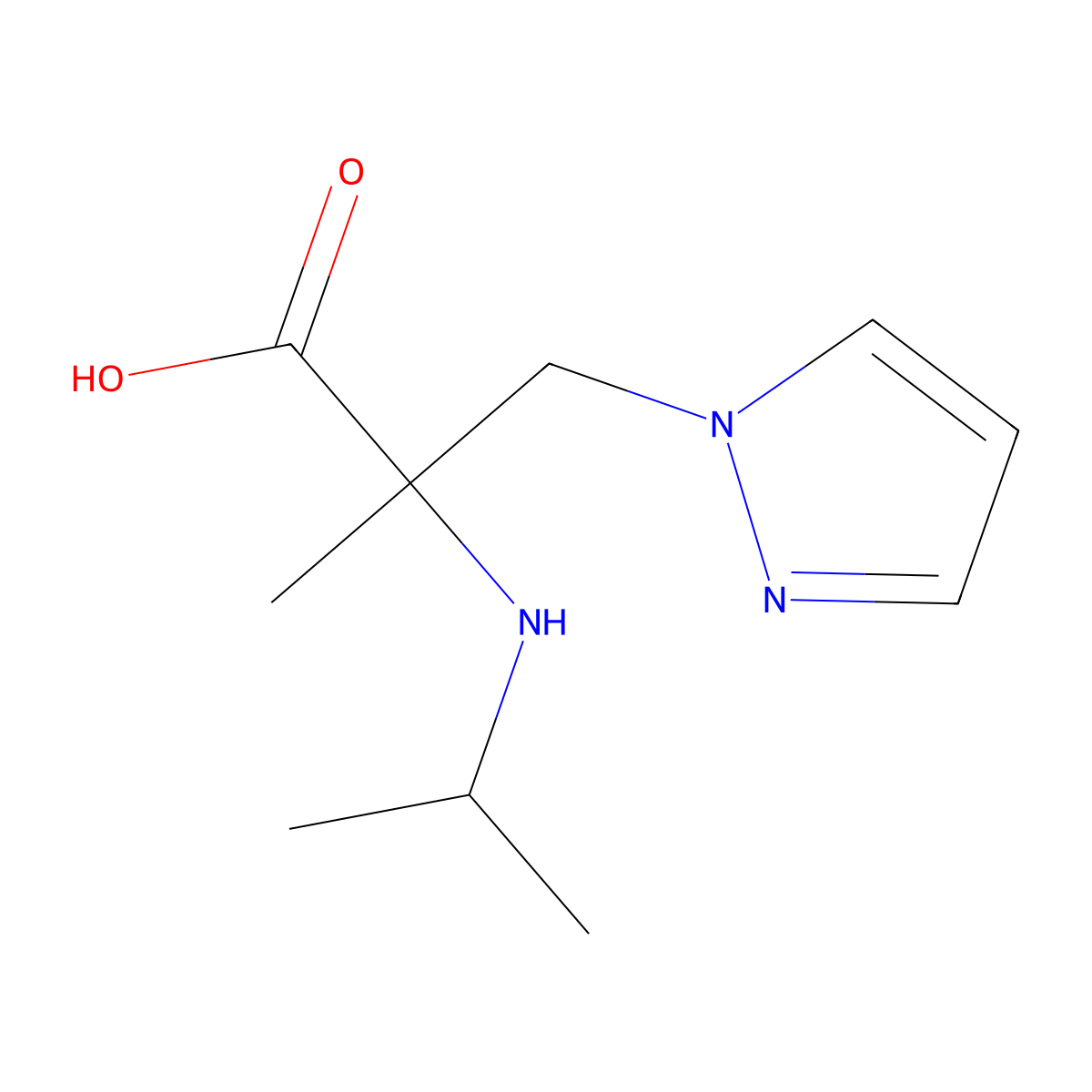 2-(Isopropylamino)-2-methyl-3-(1h-pyrazol-1-yl)propanoic acid molecular structure, CAS 1249355-73-4