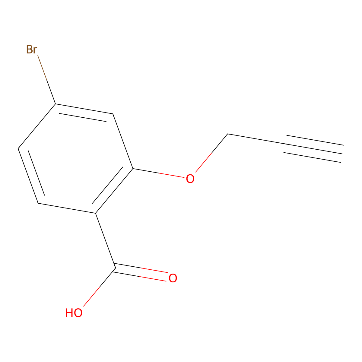 4-Bromo-2-(prop-2-yn-1-yloxy)benzoic acid molecular structure, CAS 1249359-99-6