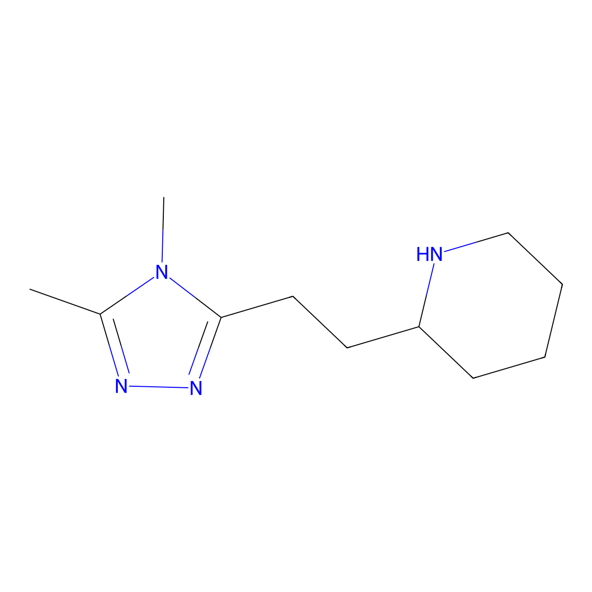 2-[2-(dimethyl-4H-1,2,4-triazol-3-yl)ethyl]piperidine molecular structure, CAS 1249363-56-1