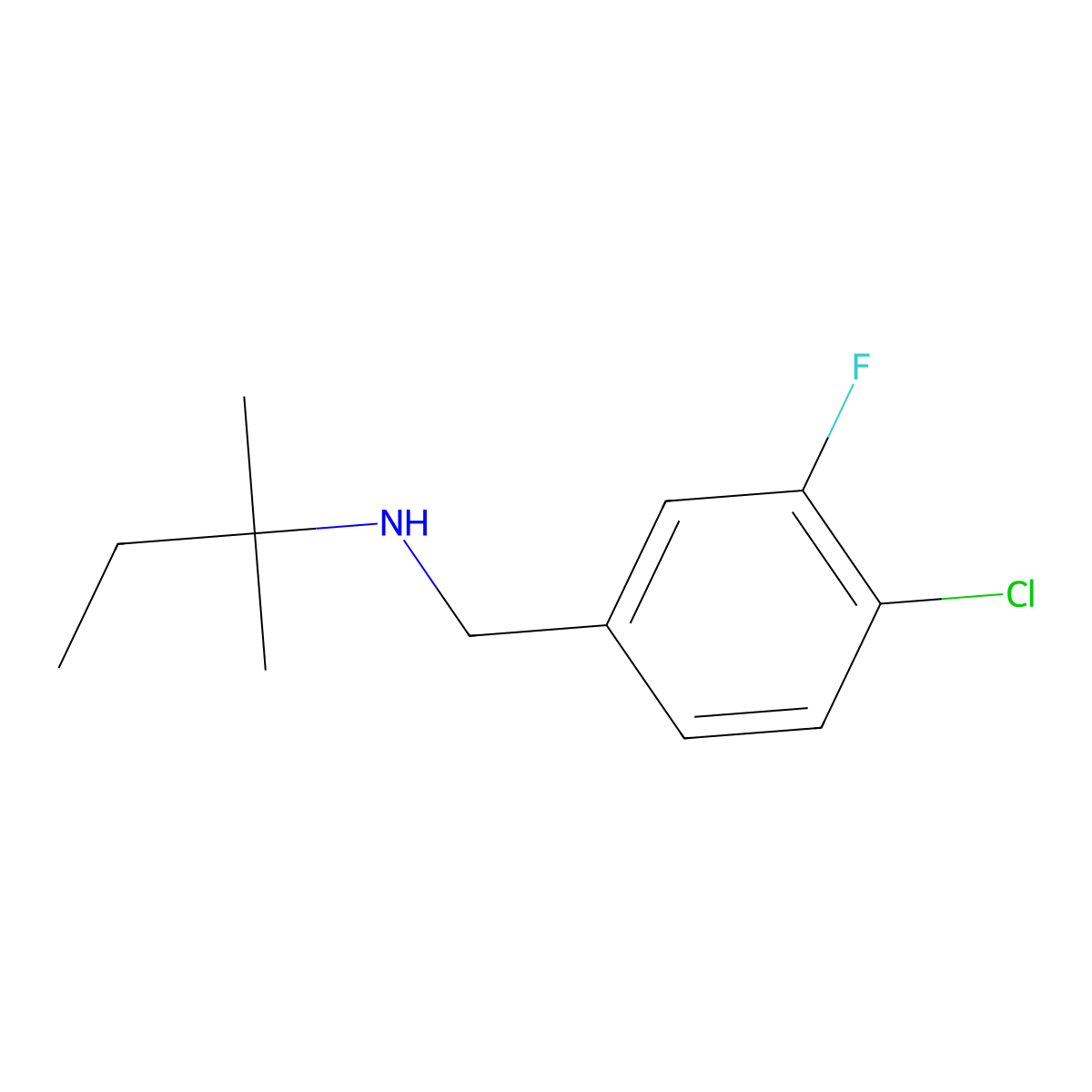 [(4-Chloro-3-fluorophenyl)methyl](2-methylbutan-2-yl)amine molecular structure, CAS 1249366-87-7