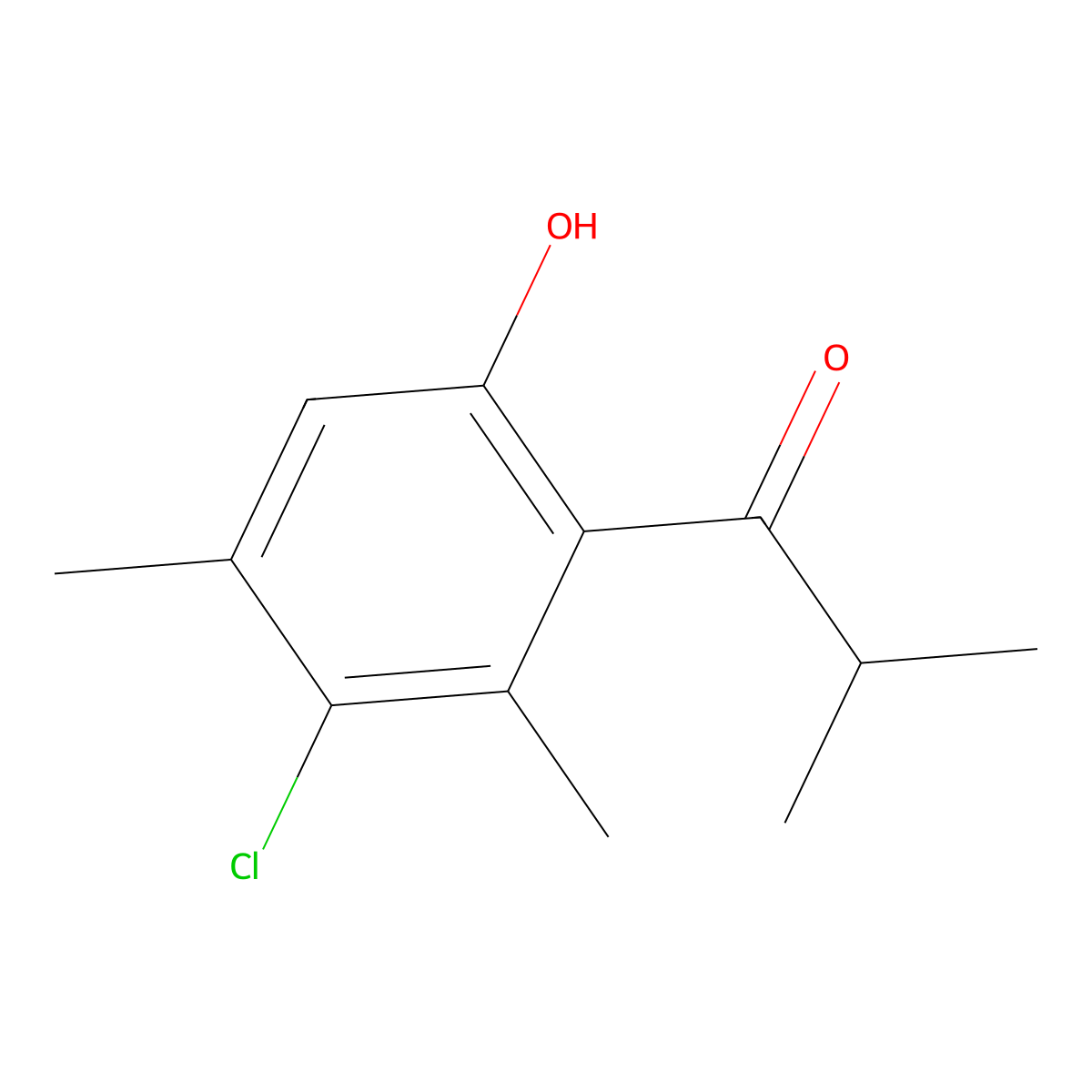 1-(3-Chloro-6-hydroxy-2,4-dimethylphenyl)-2-methylpropan-1-one molecular structure, CAS 1249367-09-6