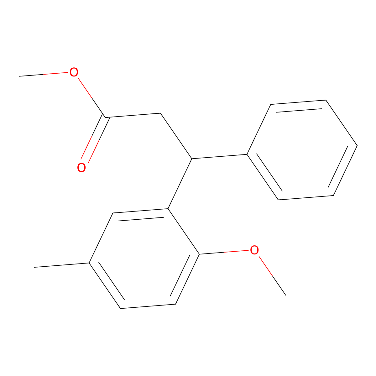 Methyl 3-(2-methoxy-5-methylphenyl)-3-phenylpropionate molecular structure, CAS 124937-62-8