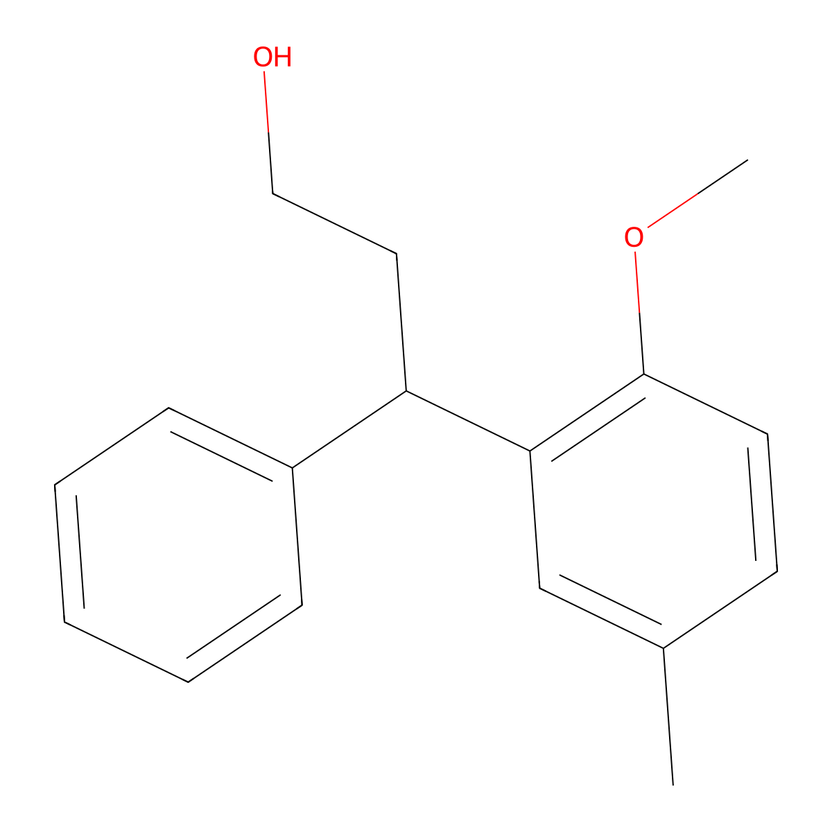 (3RS)-3-(2-Methoxy-5-methylphenyl)-3-phenylpropan-1-ol molecular structure, CAS 124937-73-1