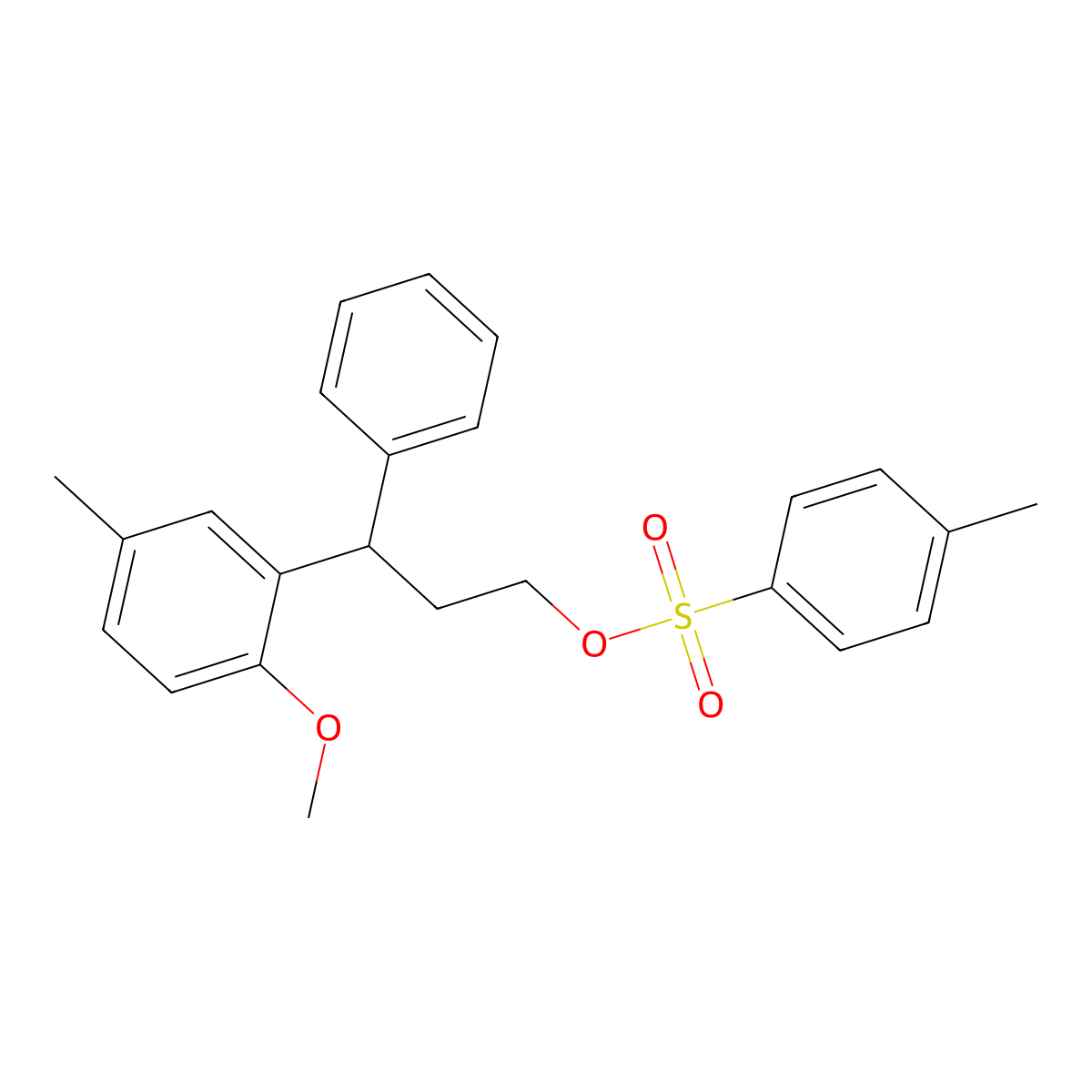 3-(2-Methoxy-5-methylphenyl)-3-phenylpropyl 4-methylbenzenesulfonate molecular structure, CAS 124937-85-5