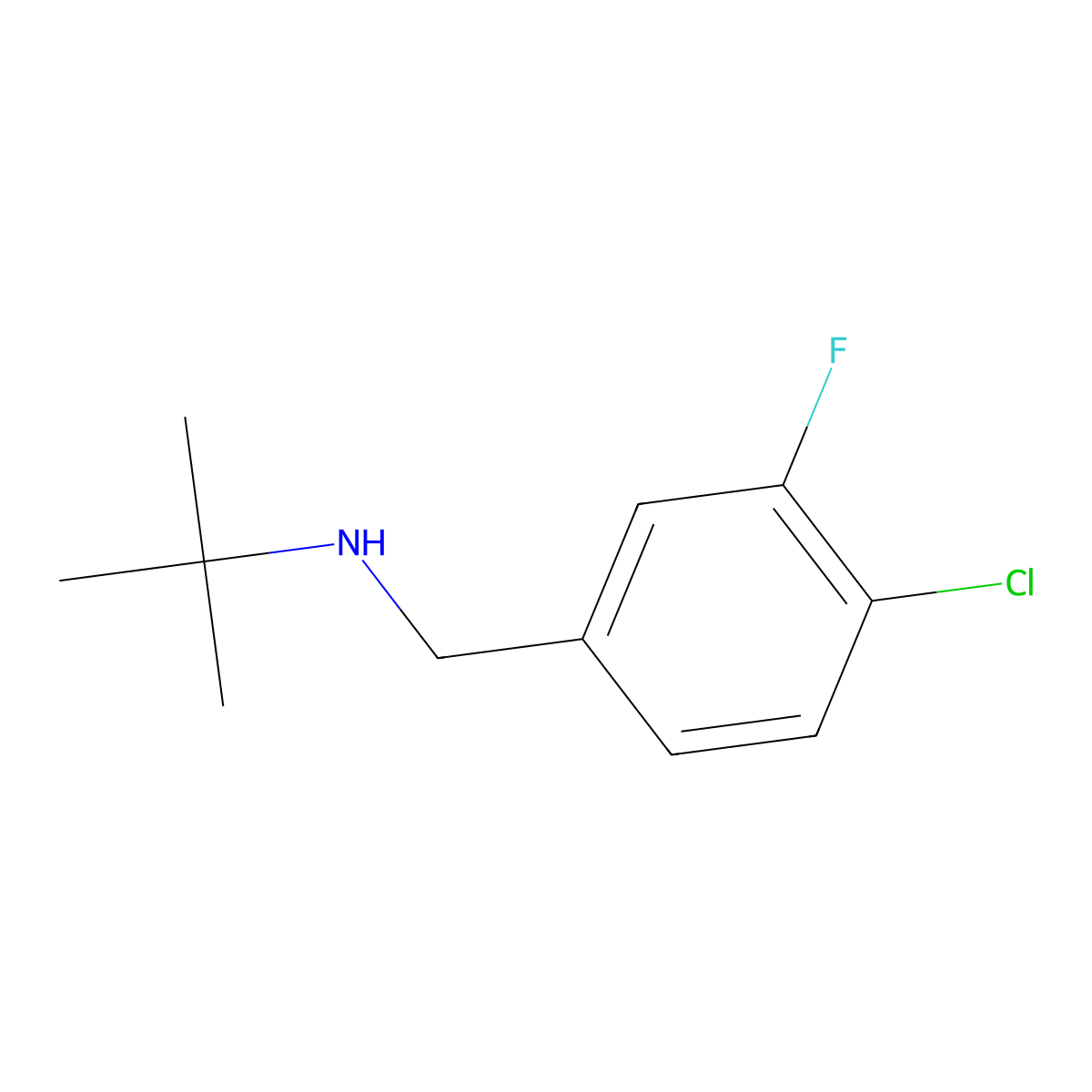 Tert-butyl[(4-chloro-3-fluorophenyl)methyl]amine molecular structure, CAS 1249371-28-5