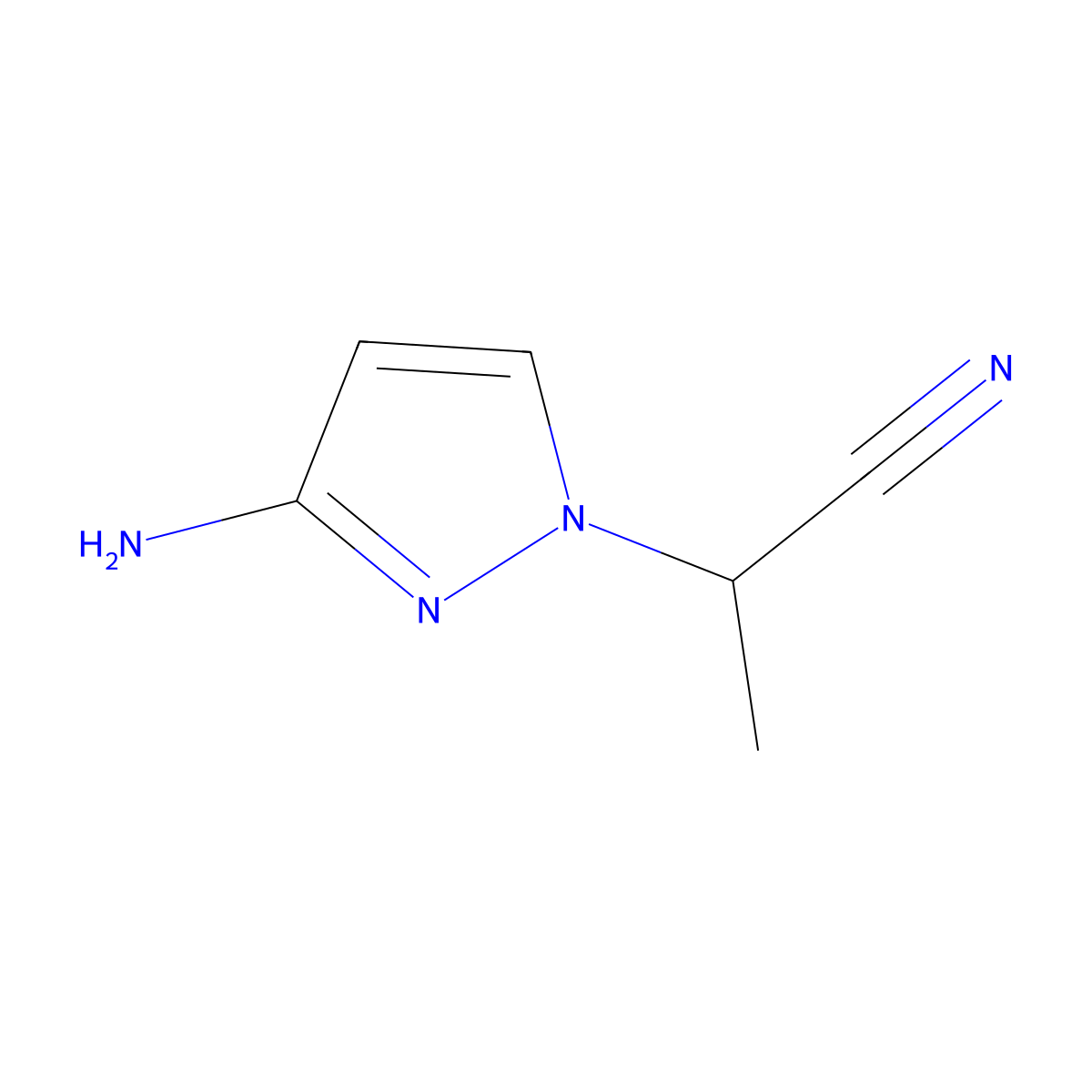 2-(3-amino-1H-pyrazol-1-yl)propanenitrile molecular structure, CAS 1249371-83-2