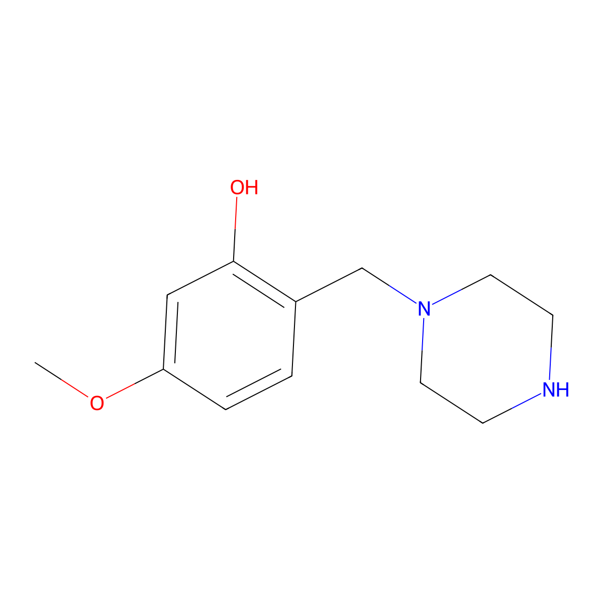 5-Methoxy-2-(piperazin-1-ylmethyl)phenol molecular structure, CAS 1249373-00-9