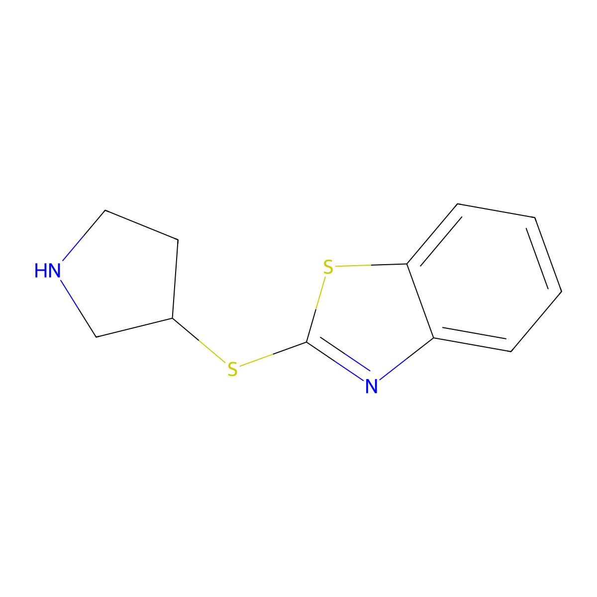 2-(Pyrrolidin-3-ylsulfanyl)-1,3-benzothiazole molecular structure, CAS 1249377-21-6