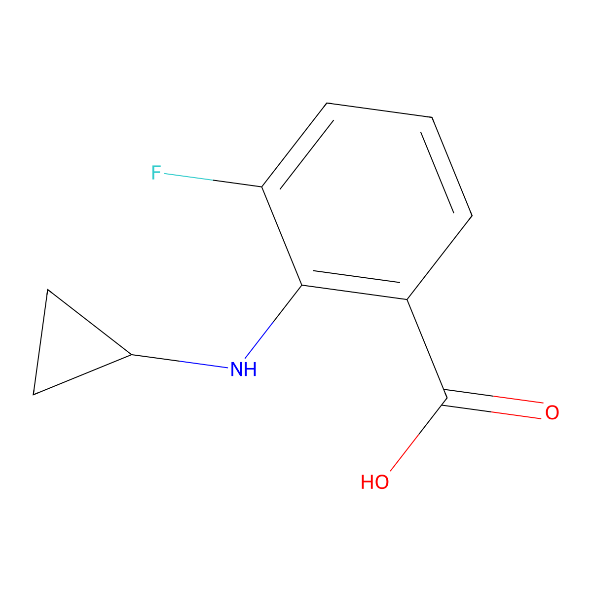 2-(Cyclopropylamino)-3-fluorobenzoic acid molecular structure, CAS 1249378-58-2