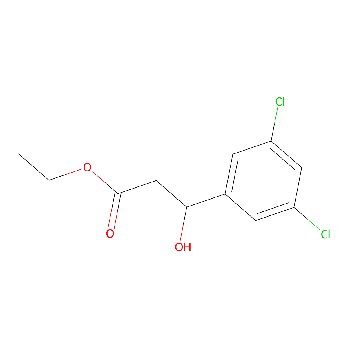 Ethyl 3-(3,5-dichlorophenyl)-3-hydroxypropanoate molecular structure, CAS 1249380-24-2