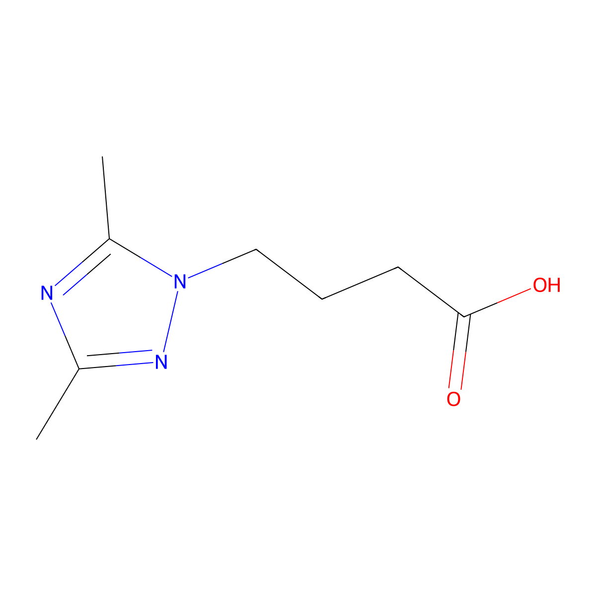 4-(dimethyl-1H-1,2,4-triazol-1-yl)butanoic acid molecular structure, CAS 1249380-28-6