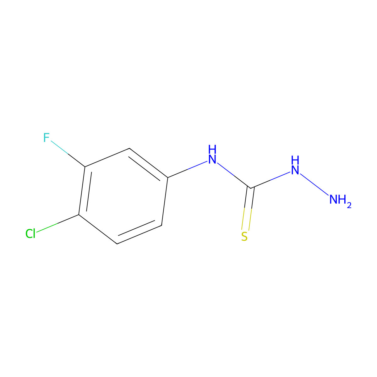 N-(4-Chloro-3-fluorophenyl)hydrazinecarbothioamide molecular structure, CAS 1249381-35-8