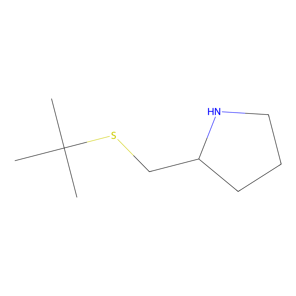2-[(Tert-butylsulfanyl)methyl]pyrrolidine molecular structure, CAS 1249382-16-8