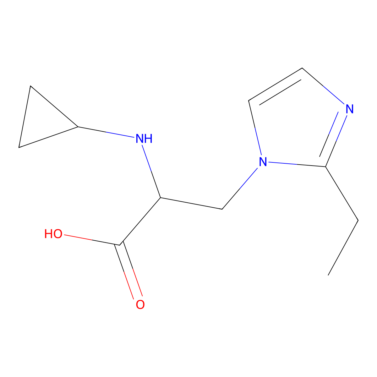 2-(Cyclopropylamino)-3-(2-ethyl-1h-imidazol-1-yl)propanoic acid molecular structure, CAS 1249384-21-1