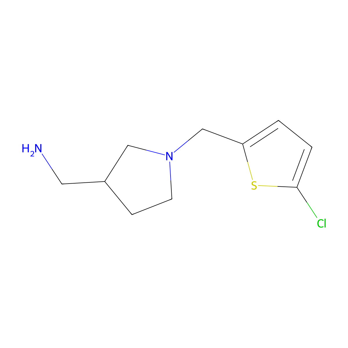 (1-((5-Chlorothiophen-2-yl)methyl)pyrrolidin-3-yl)methanamine molecular structure, CAS 1249384-39-1