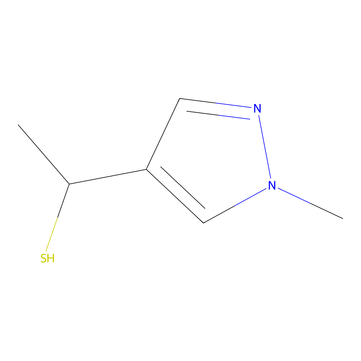 1-(1-methyl-1H-pyrazol-4-yl)ethane-1-thiol molecular structure, CAS 1249385-61-2