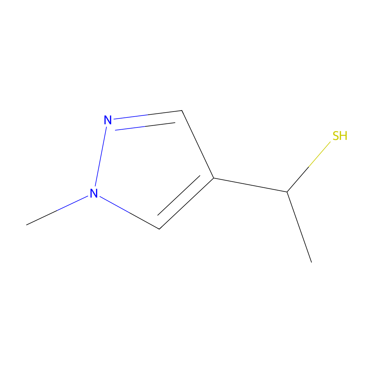 1-(1-methyl-1H-pyrazol-4-yl)ethane-1-thiol molecular structure, CAS 1249385-61-2