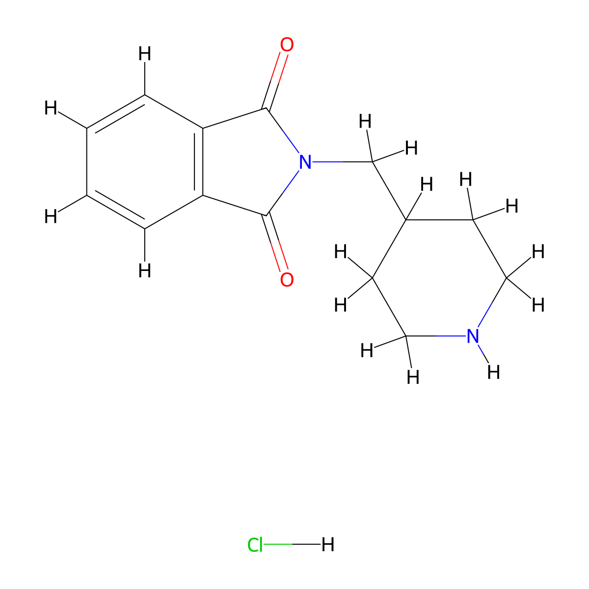 2-((piperidin-4-yl)methyl)-2,3-dihydro-1H-isoindole-1,3-dione hydrochloride molecular structure, CAS 124939-50-0
