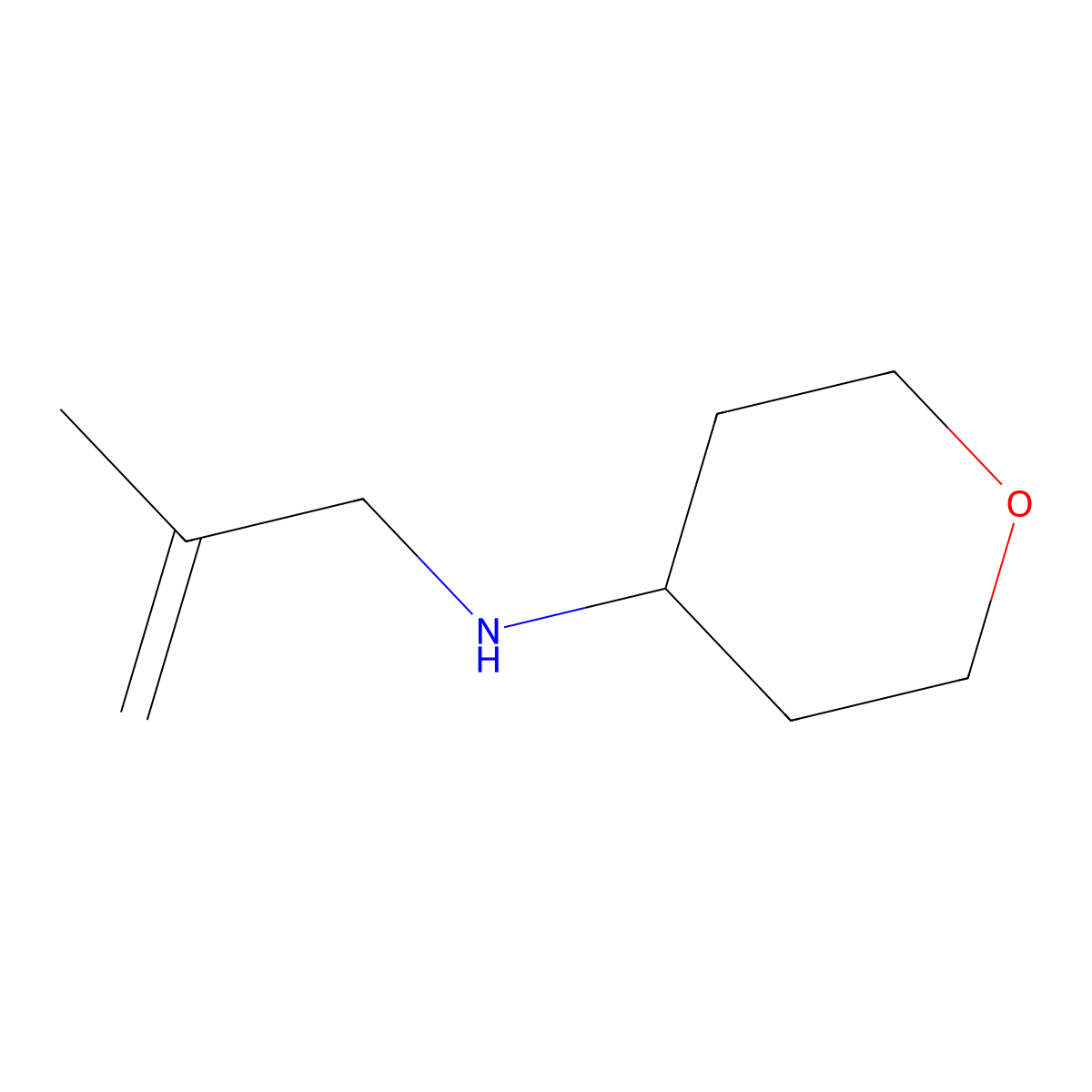 N-(2-methylprop-2-en-1-yl)oxan-4-amine molecular structure, CAS 1249390-45-1