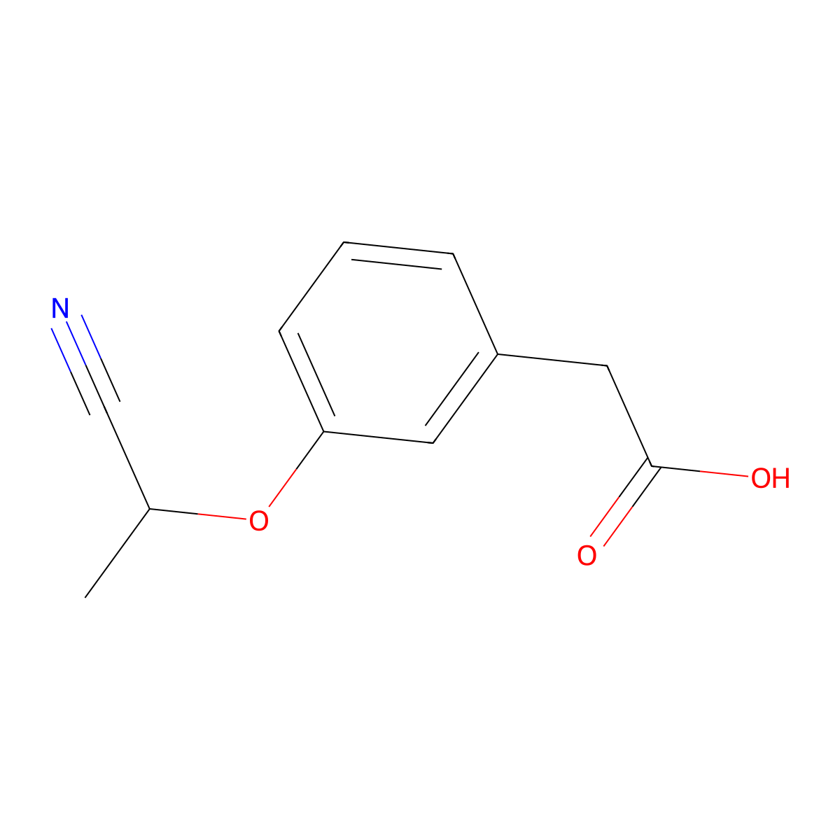 2-[3-(1-Cyanoethoxy)phenyl]acetic acid molecular structure, CAS 1249390-97-3