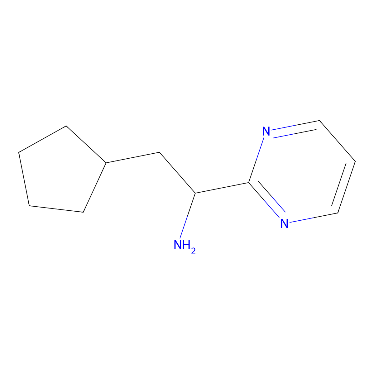 2-Cyclopentyl-1-(pyrimidin-2-yl)ethan-1-amine molecular structure, CAS 1249391-15-8