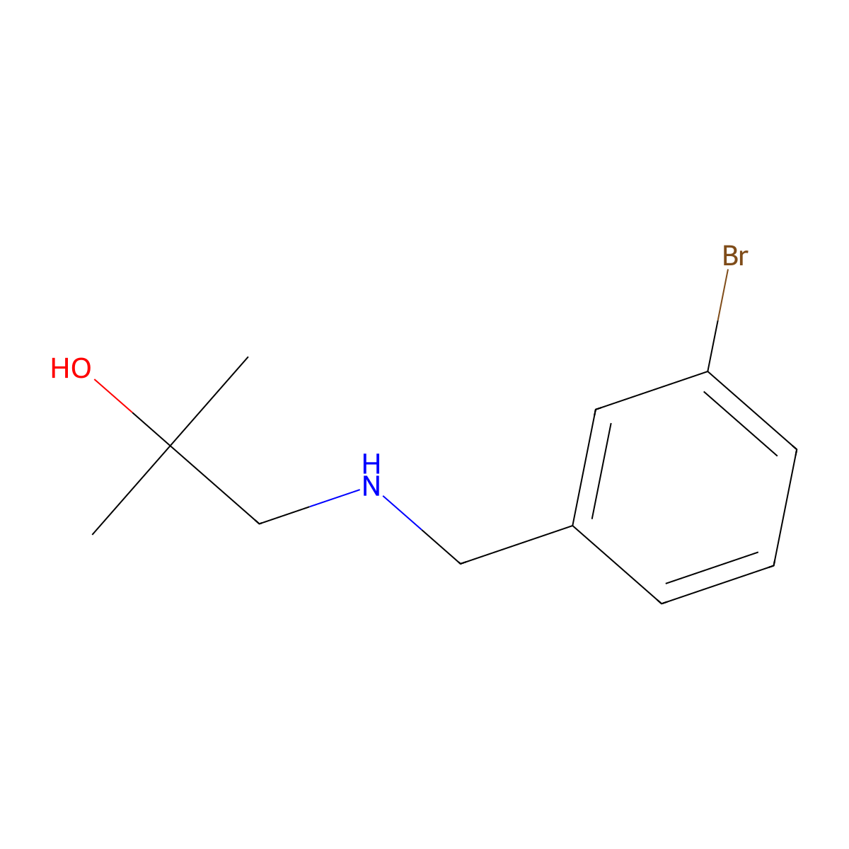 1-{[(3-Bromophenyl)methyl]amino}-2-methylpropan-2-ol molecular structure, CAS 1249393-76-7