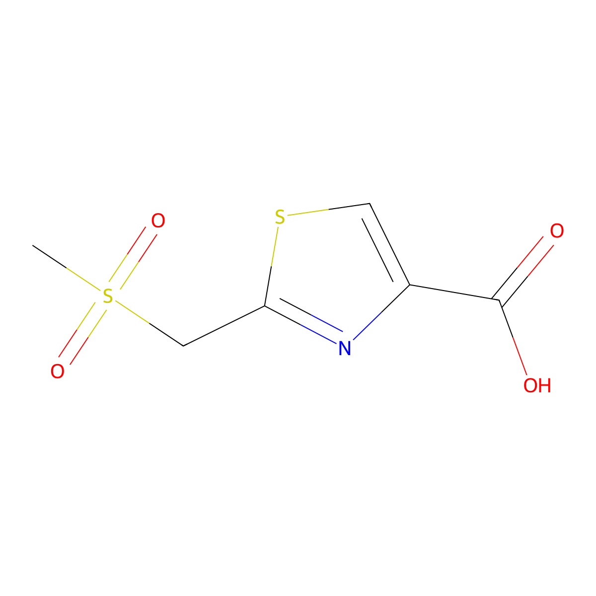 2-(Methanesulfonylmethyl)-1,3-thiazole-4-carboxylic acid molecular structure, CAS 1249396-32-4