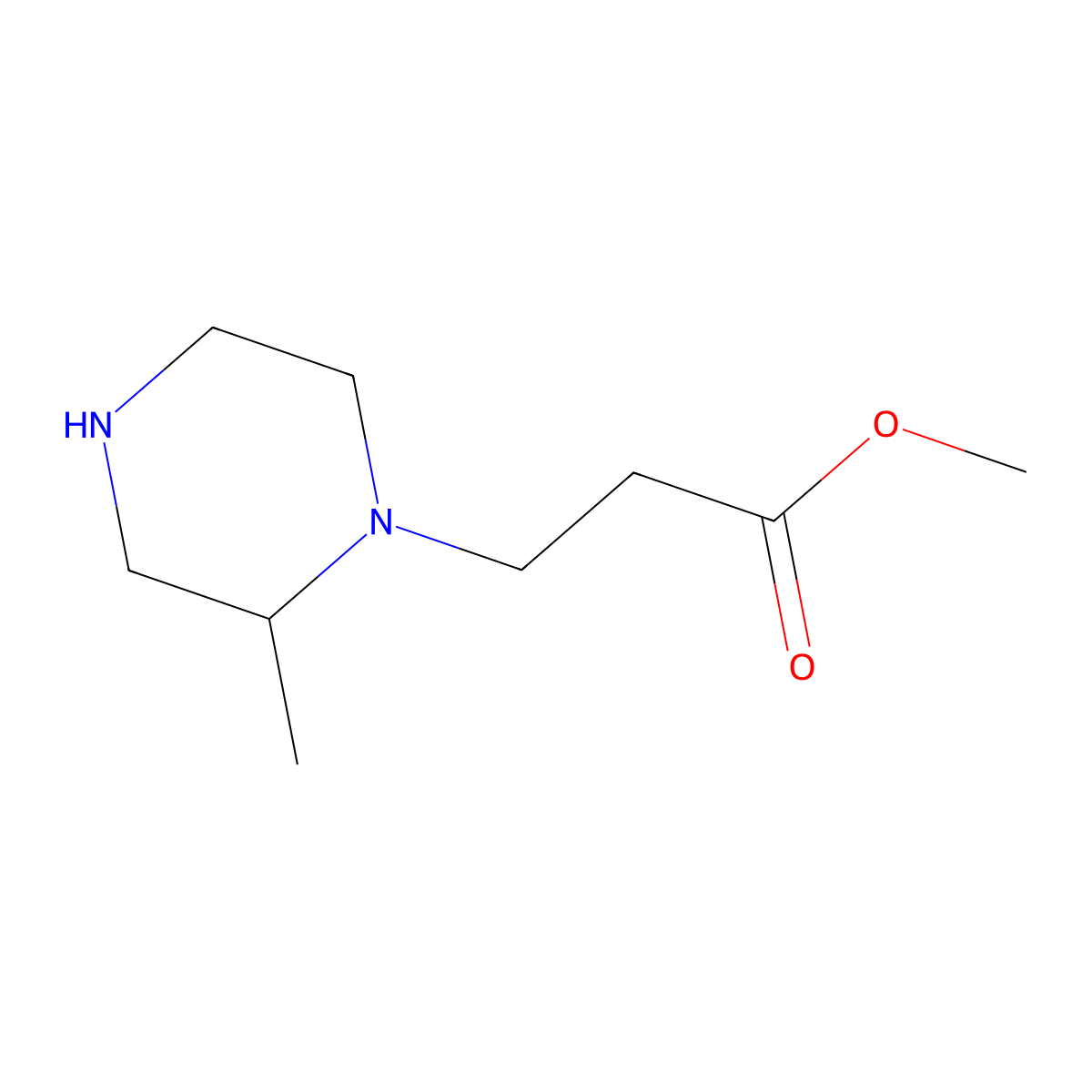 Methyl 3-(2-methylpiperazin-1-yl)propanoate molecular structure, CAS 1249401-34-0