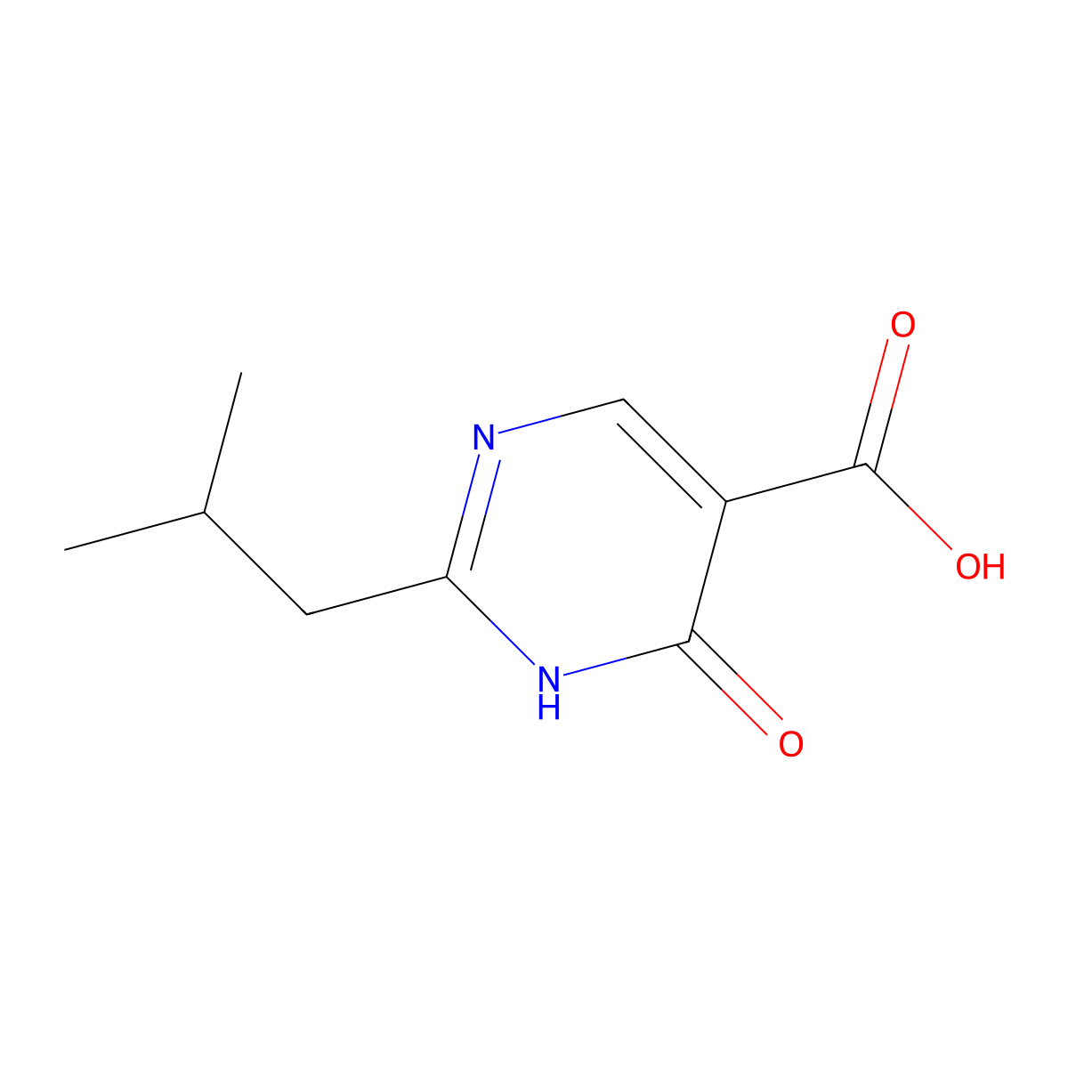 2-Isobutyl-6-oxo-1,6-dihydropyrimidine-5-carboxylic acid molecular structure, CAS 1249404-98-5