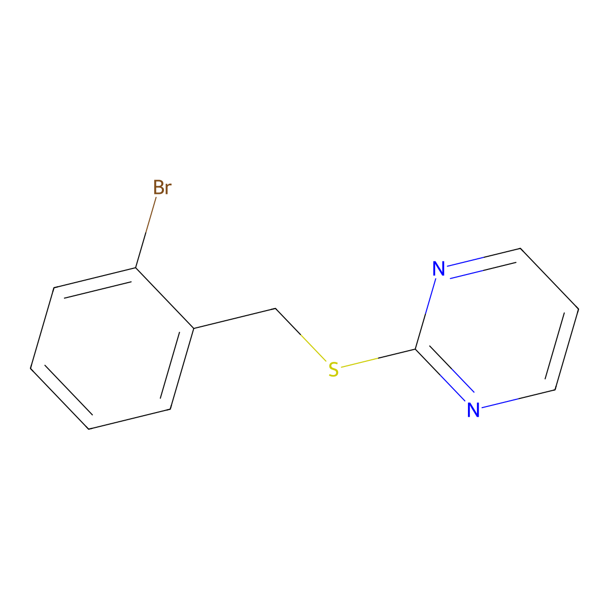 2-{[(2-Bromophenyl)methyl]sulfanyl}pyrimidine molecular structure, CAS 1249407-58-6
