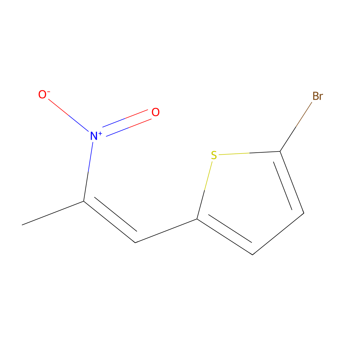 Thiophene, 2-bromo-5-(2-nitro-1-propenyl)- molecular structure, CAS 124941-12-4