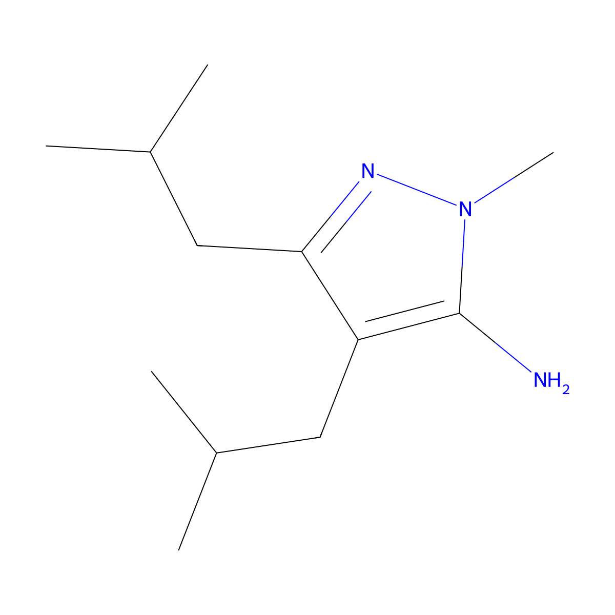 3,4-Diisobutyl-1-methyl-1h-pyrazol-5-amine molecular structure, CAS 1249412-47-2