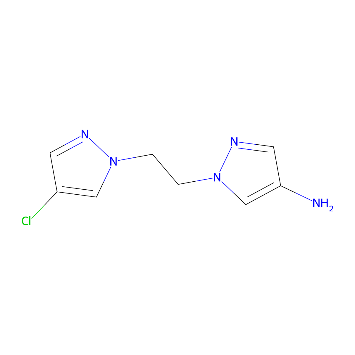1-[2-(4-chloro-1H-pyrazol-1-yl)ethyl]-1H-pyrazol-4-amine molecular structure, CAS 1249415-83-5