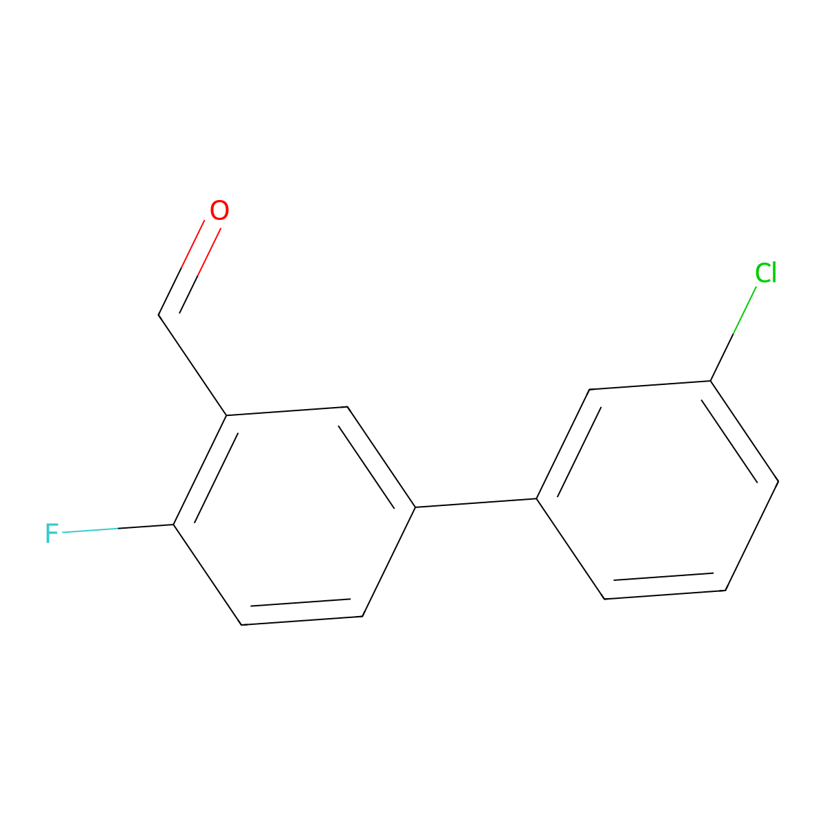 3'-Chloro-4-fluoro[1,1'-biphenyl]-3-carboxaldehyde molecular structure, CAS 1249417-40-0