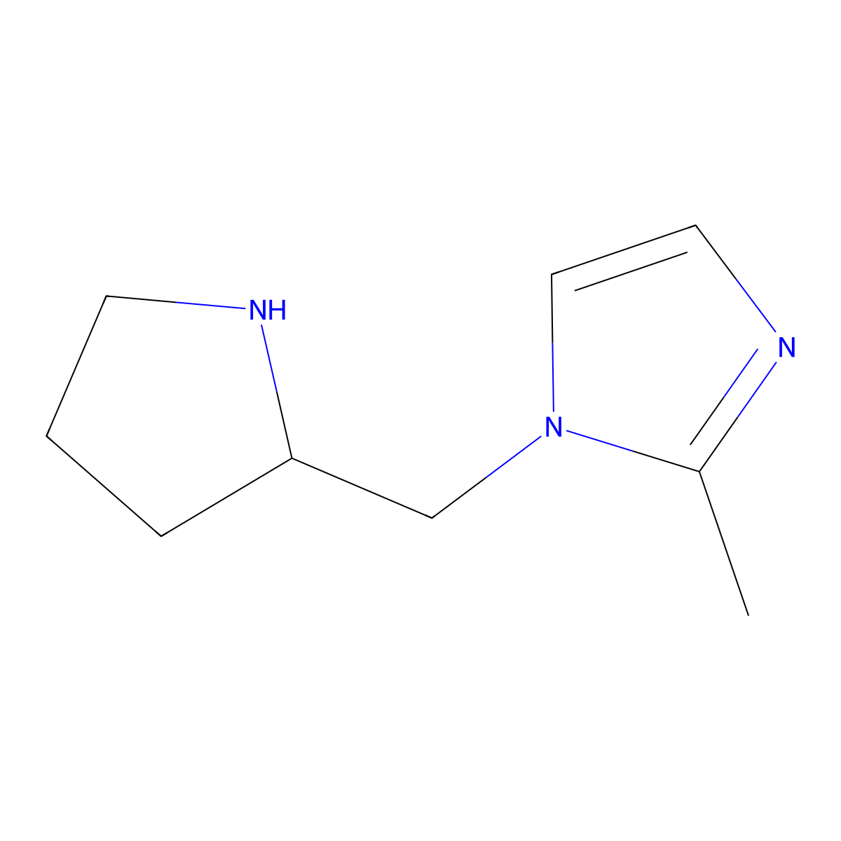 2-methyl-1-(pyrrolidin-2-ylmethyl)-1H-imidazole molecular structure, CAS 1249420-76-5