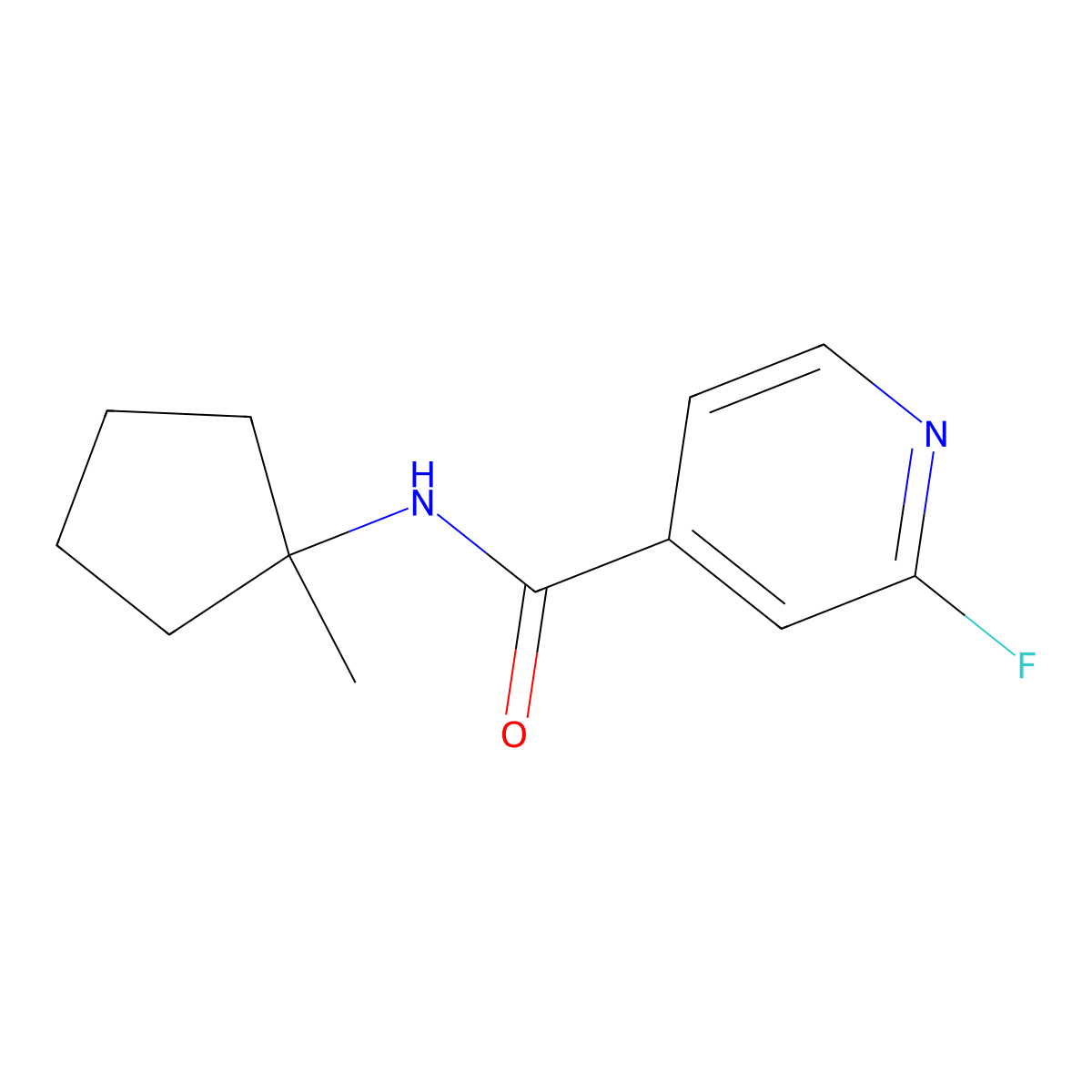 2-fluoro-N-(1-methylcyclopentyl)pyridine-4-carboxamide molecular structure, CAS 1249421-71-3